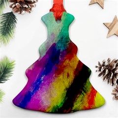 Colorful Abstract Paint Splats Background Christmas Tree Ornament (two Sides) by Simbadda