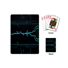 Blue Aqua Digital Art Circuitry Gray Black Artwork Abstract Geometry Playing Cards (mini)  by Simbadda