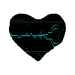 Blue Aqua Digital Art Circuitry Gray Black Artwork Abstract Geometry Standard 16  Premium Flano Heart Shape Cushions Front