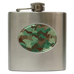Camouflage Pattern A Completely Seamless Tile Able Background Design Hip Flask (6 Oz) by Simbadda