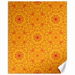 Solar Mandala  Orange Rangoli  Canvas 11  X 14  by bunart