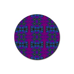 Purple Seamless Pattern Digital Computer Graphic Fractal Wallpaper Rubber Coaster (round)  by Simbadda