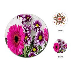 Purple White Flower Bouquet Playing Cards (round)  by Simbadda