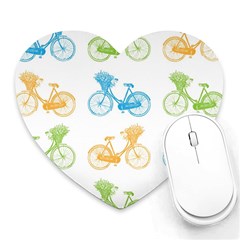 Vintage Bikes With Basket Of Flowers Colorful Wallpaper Background Illustration Heart Mousepads by Simbadda