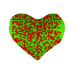 Colorful Qr Code Digital Computer Graphic Standard 16  Premium Flano Heart Shape Cushions by Simbadda