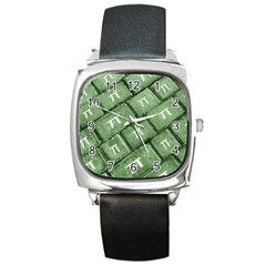Pi Grunge Style Pattern Square Metal Watch by dflcprints
