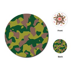 Camouflage Green Yellow Brown Playing Cards (round)  by Mariart