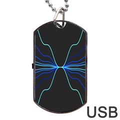 Sine Squared Line Blue Black Light Dog Tag Usb Flash (one Side) by Mariart