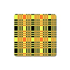 Yellow Orange And Black Background Plaid Like Background Of Halloween Colors Orange Yellow And Black Square Magnet by Simbadda