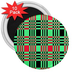 Bright Christmas Abstract Background Christmas Colors Of Red Green And Black Make Up This Abstract 3  Magnets (10 Pack)  by Simbadda