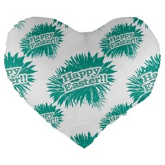 Happy Easter Theme Graphic Large 19  Premium Heart Shape Cushions by dflcprints