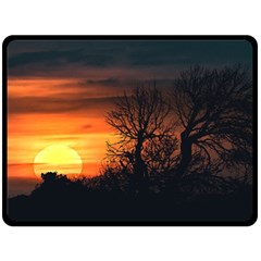 Sunset At Nature Landscape Double Sided Fleece Blanket (large)  by dflcprints