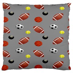 Balltiled Grey Ball Tennis Football Basketball Billiards Large Flano Cushion Case (one Side) by Mariart