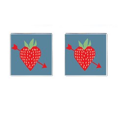 Fruit Red Strawberry Cufflinks (square) by Mariart