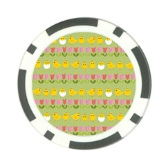 Easter - Chick And Tulips Poker Chip Card Guard (10 Pack) by Valentinaart