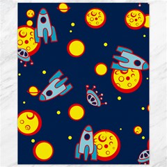 Rocket Ufo Moon Star Space Planet Blue Circle Canvas 11  X 14   by Mariart