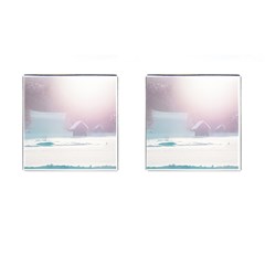 Winter Day Pink Mood Cottages Cufflinks (square) by Nexatart