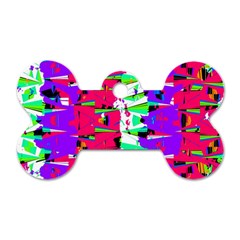 Colorful Glitch Pattern Design Dog Tag Bone (two Sides) by dflcprints