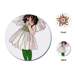 Daisy Vintage Flower Child Cute Funny Floral Little Girl Playing Cards (round)  by yoursparklingshop
