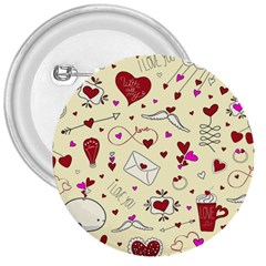 Valentinstag Love Hearts Pattern Red Yellow 3  Buttons by EDDArt