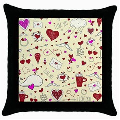 Valentinstag Love Hearts Pattern Red Yellow Throw Pillow Case (black) by EDDArt