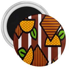 Chocolate Lime Brown Circle Line Plaid Polka Dot Orange Green White 3  Magnets by Mariart