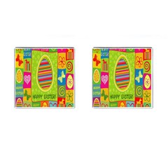 Happy Easter Butterfly Love Flower Floral Color Rainbow Cufflinks (square) by Mariart
