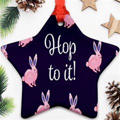 Rabbit Bunny Pink Purple Easter Animals Ornament (star) by Mariart