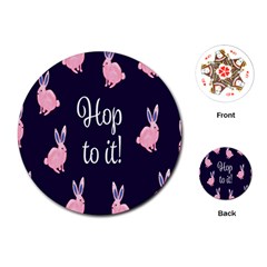Rabbit Bunny Pink Purple Easter Animals Playing Cards (round)  by Mariart