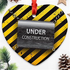 Under Construction Sign Iron Line Black Yellow Cross Ornament (heart) by Mariart