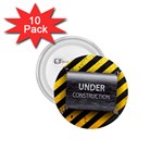 Under Construction Sign Iron Line Black Yellow Cross 1.75  Buttons (10 pack) Front