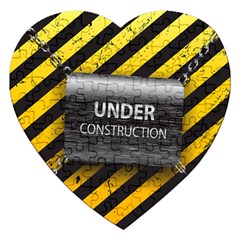 Under Construction Sign Iron Line Black Yellow Cross Jigsaw Puzzle (heart) by Mariart