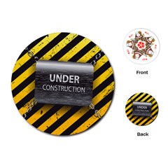 Under Construction Sign Iron Line Black Yellow Cross Playing Cards (round)  by Mariart