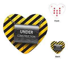 Under Construction Sign Iron Line Black Yellow Cross Playing Cards (heart)  by Mariart