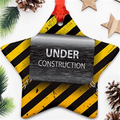 Under Construction Sign Iron Line Black Yellow Cross Star Ornament (two Sides) by Mariart