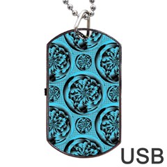 Turquoise Pattern Dog Tag Usb Flash (two Sides) by linceazul