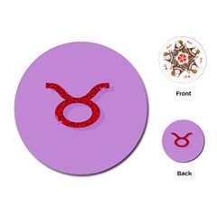 Illustrated Zodiac Purple Red Star Polka Circle Playing Cards (round)  by Mariart