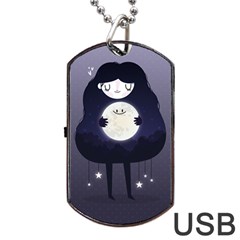 Moon Dog Tag Usb Flash (two Sides) by Mjdaluz