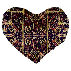 Tribal Ornate Pattern Large 19  Premium Flano Heart Shape Cushions by dflcprints
