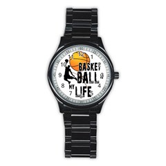 Basketball Is My Life Stainless Steel Round Watch by Valentinaart