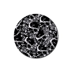 Skulls Pattern Rubber Round Coaster (4 Pack)  by ValentinaDesign