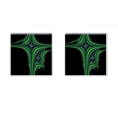 Line Light Star Green Black Space Cufflinks (square) by Mariart