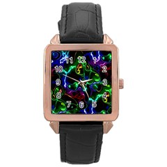 Saga Colors Rainbow Stone Blue Green Red Purple Space Rose Gold Leather Watch  by Mariart