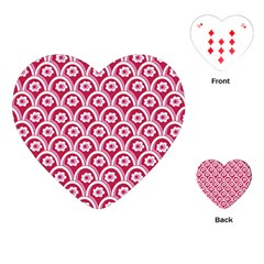 Botanical Gardens Sunflower Red White Circle Playing Cards (heart)  by Mariart