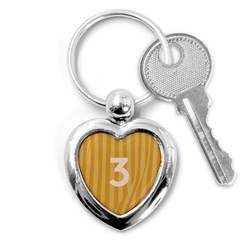 Number 3 Line Vertical Yellow Pink Orange Wave Chevron Key Chains (heart)  by Mariart