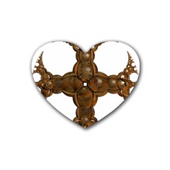 Cross Golden Cross Design 3d Rubber Coaster (heart)  by Nexatart