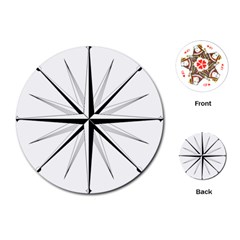Compase Star Rose Black White Playing Cards (round)  by Mariart