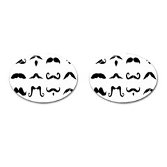 Mustache Man Black Hair Style Cufflinks (oval) by Mariart