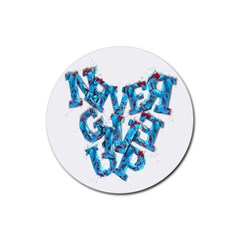 Sport Crossfit Fitness Gym Never Give Up Rubber Coaster (round)  by Nexatart