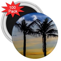 Palm Trees Against Sunset Sky 3  Magnets (100 Pack) by dflcprints